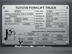 Cara Membaca Name Plate Forklift Toyota 8FBN30
