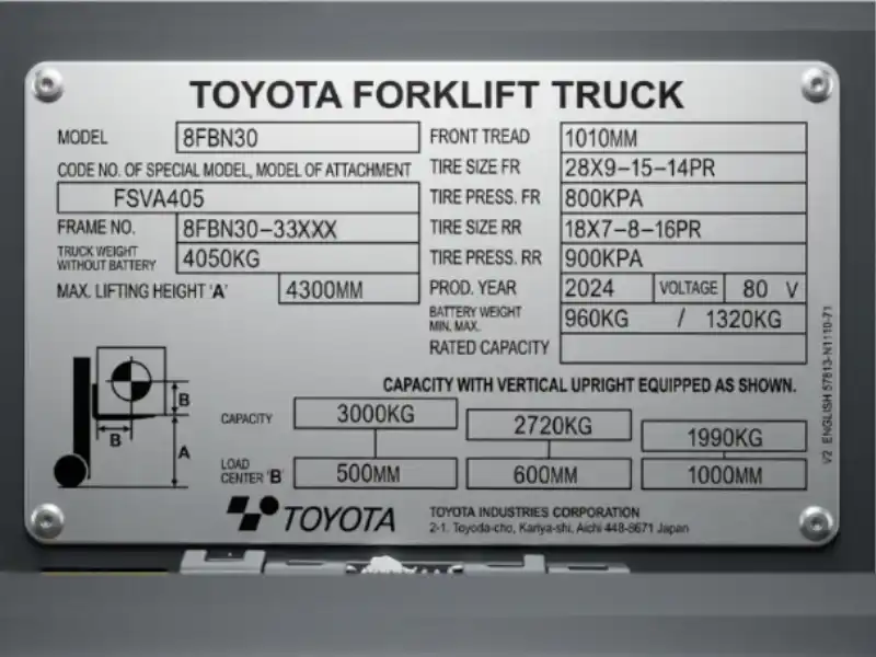 Cara Membaca Name Plate Forklift Toyota 8FBN30