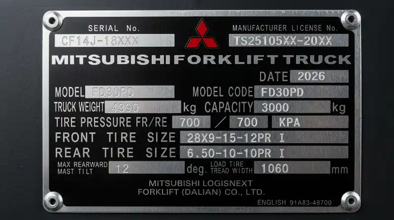 Cara Membaca Name Plate Forklift Mitsubishi FD30PD